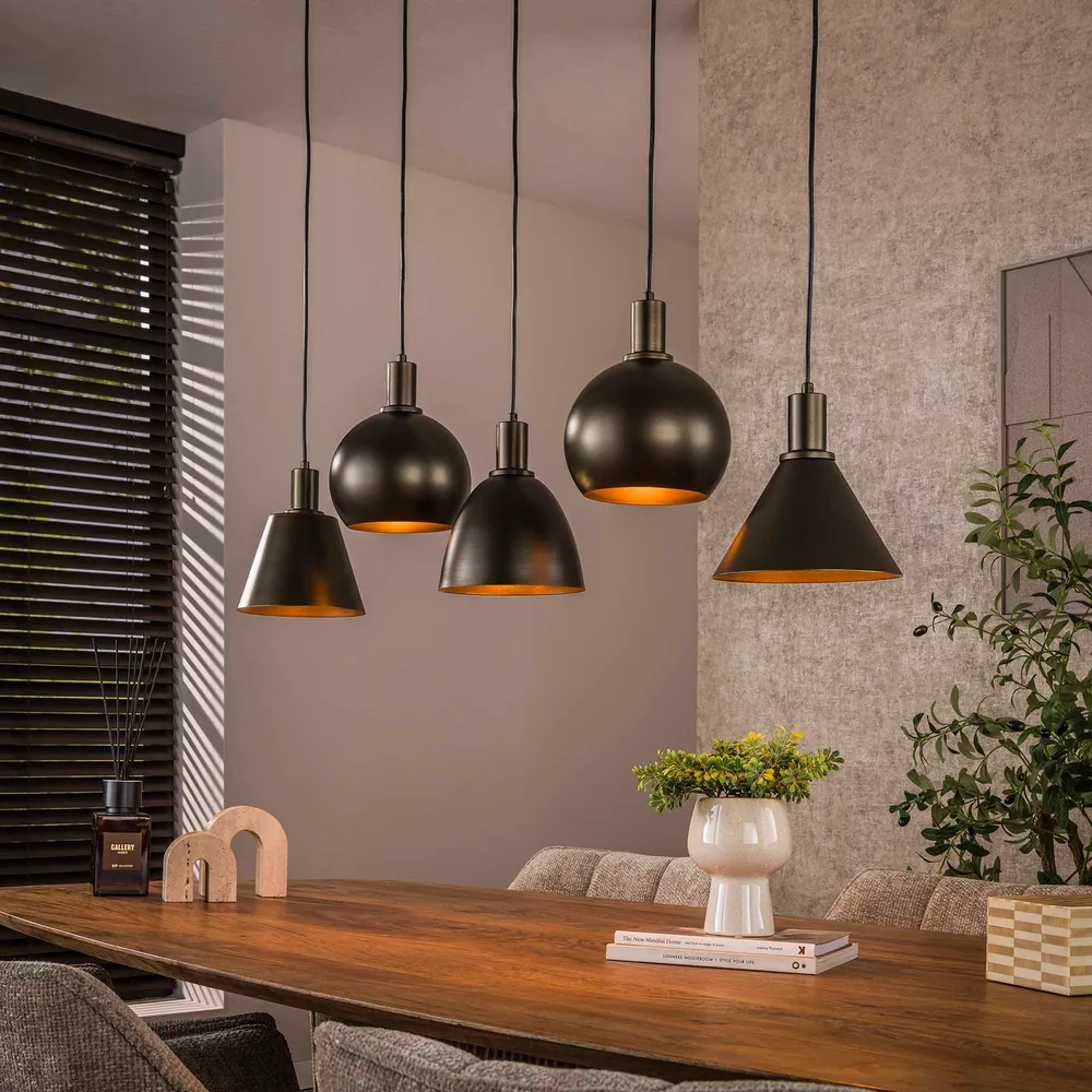 Hanglamp Lumeo - 5-lichts - Brons - Metaal Hanglampen