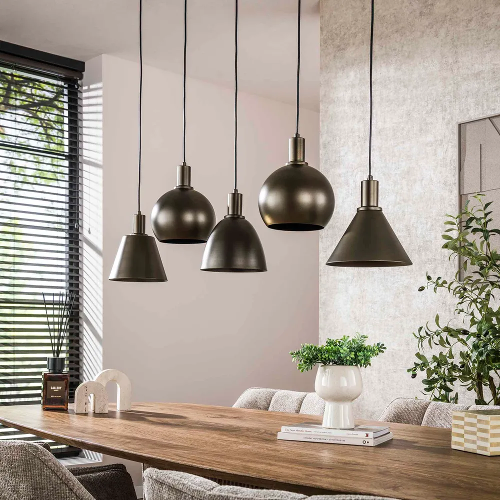 Hanglamp Lumeo - 5-lichts - Brons - Metaal Hanglampen