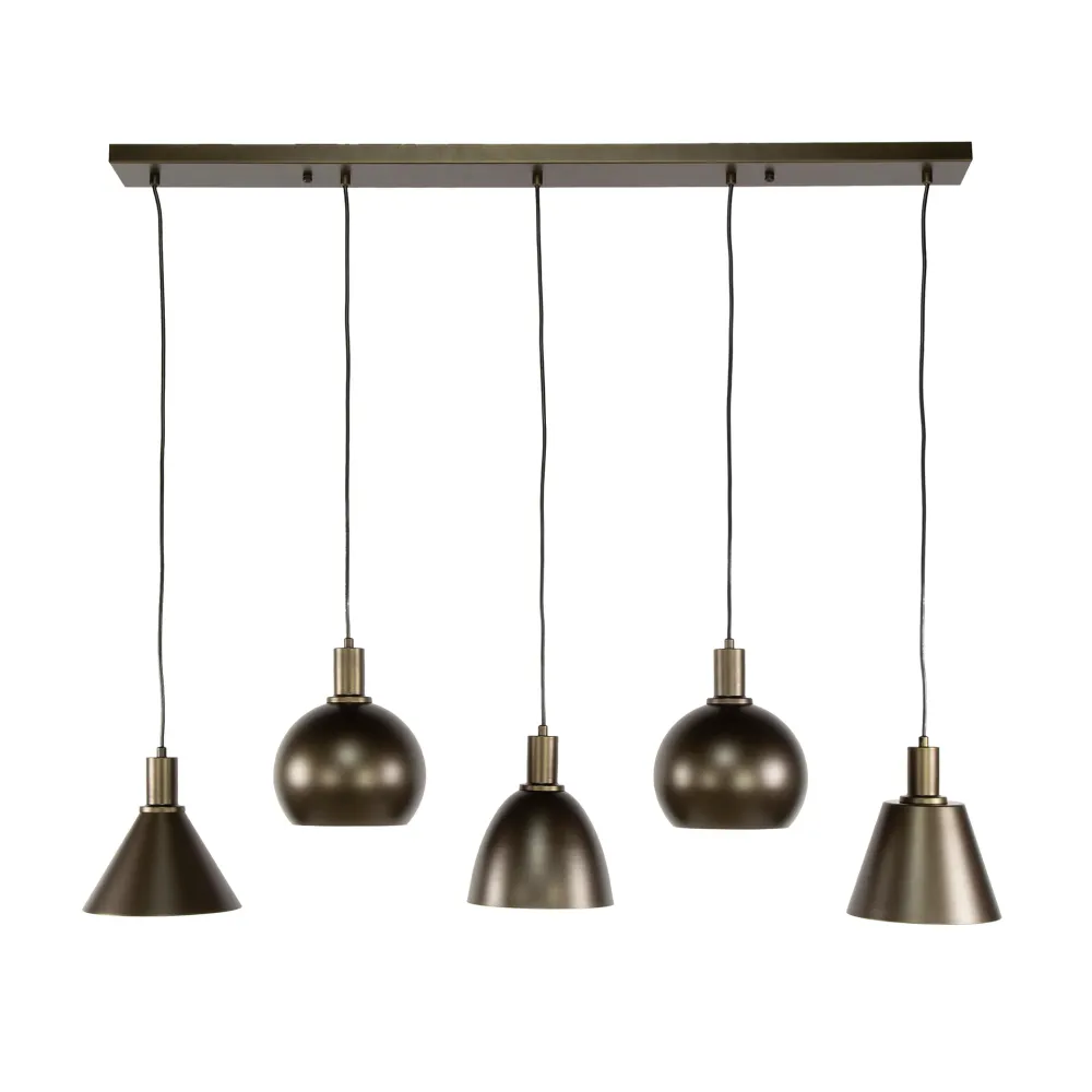 Hanglamp Lumeo - 5-lichts - Brons - Metaal Hanglampen
