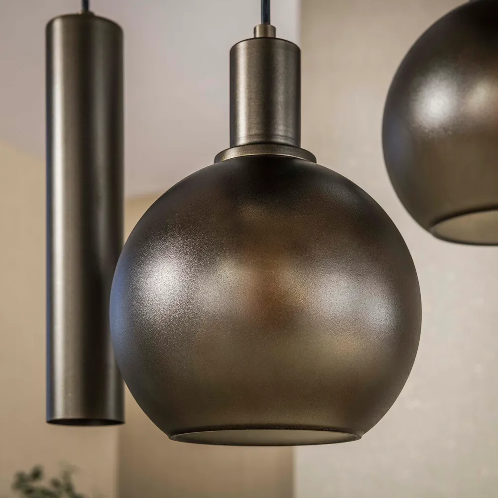 Hanglamp Luneo - 7-lichts - Brons - Matglas - Met Spots Hanglampen