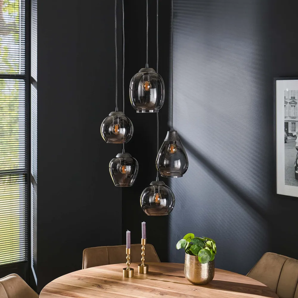 Hanglamp Navi - 5-lichts - Chroom - Glas Hanglampen