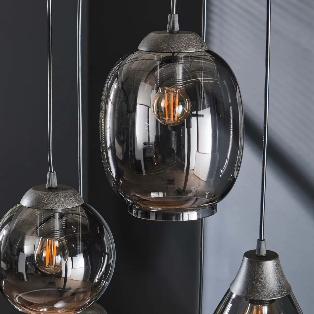 Hanglamp Navi - 5-lichts - Chroom - Glas Hanglampen