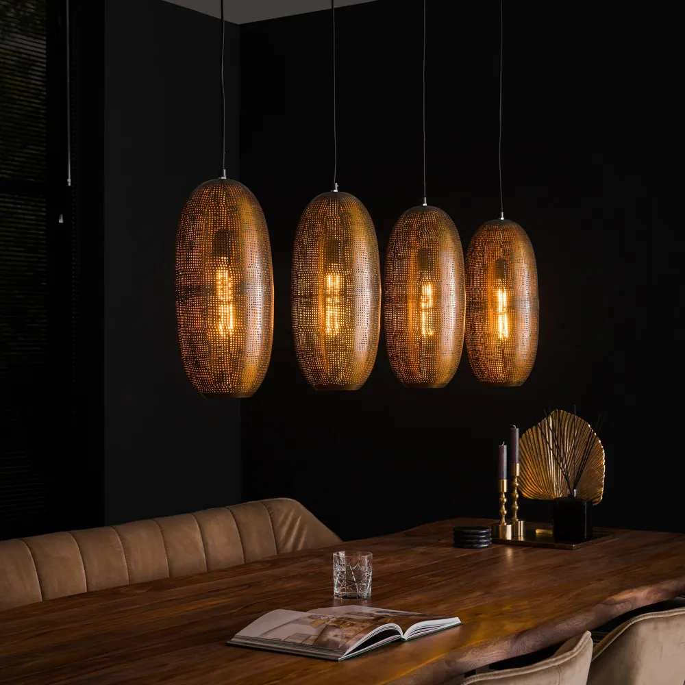 Hanglamp Niko - 4-lichts - Brons - Metaal Hanglampen