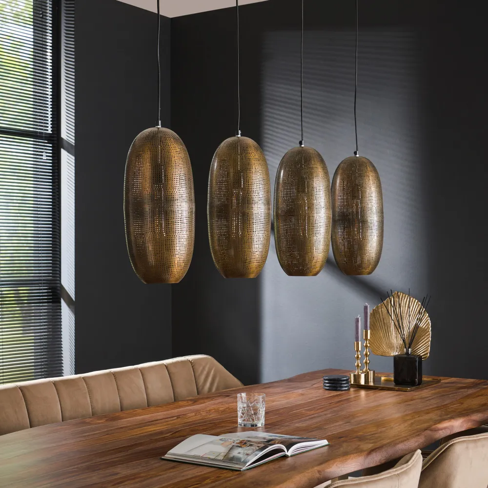 Hanglamp Niko - 4-lichts - Brons - Metaal Hanglampen