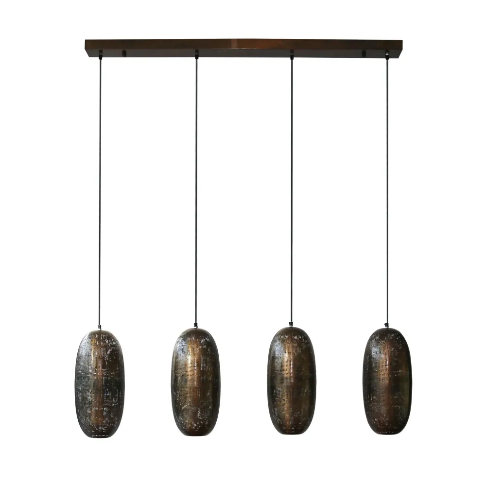 Hanglamp Niko - 4-lichts - Brons - Metaal Hanglampen