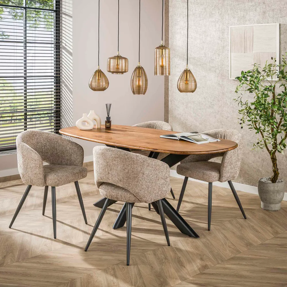 Hanglamp Norelle - 5-lichts - Amberkleurig - Glas Hanglampen