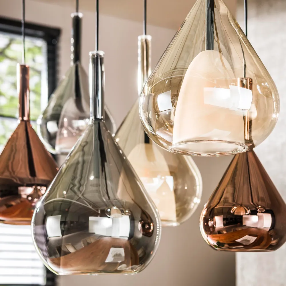 Hanglamp Raindrop - 7-lichts - Amber Mix - Glas Hanglampen