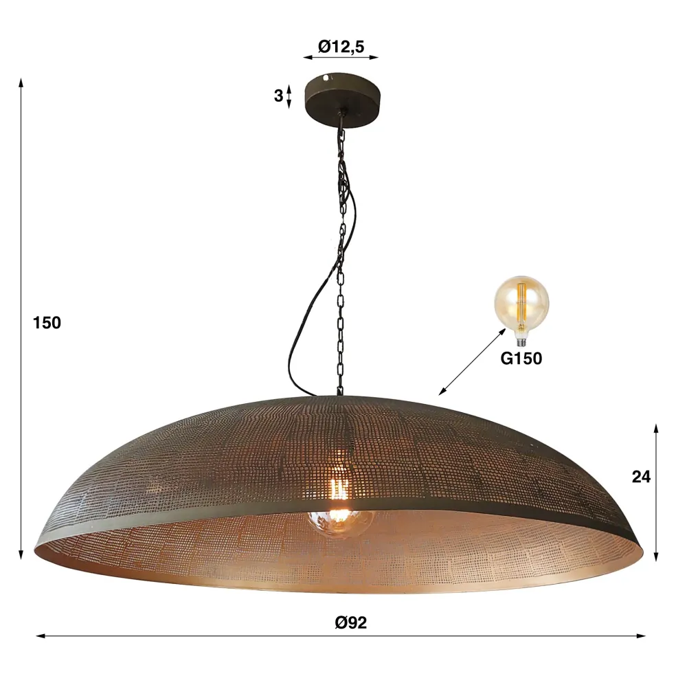 Hanglamp Rhea - 1-lichts - Brons - Metaal Hanglampen