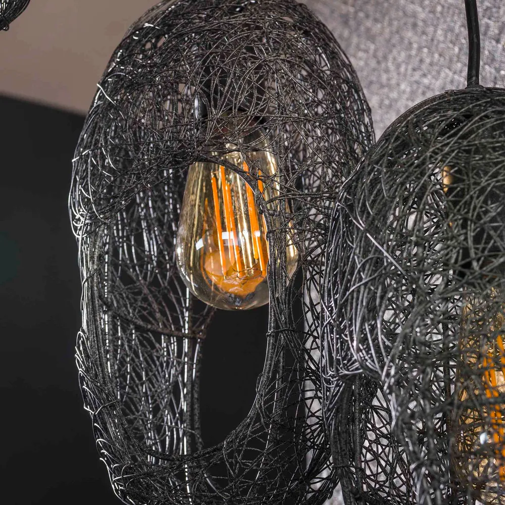 Hanglamp Roslyn - 5-lichts - Zwart - Mesh Hanglampen
