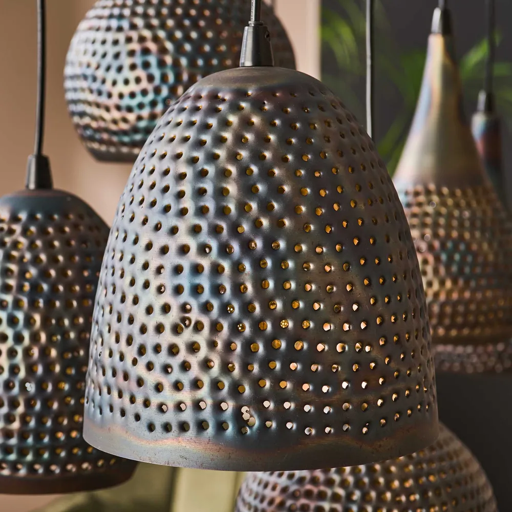 Hanglamp Scout - 7-lichts - Zwart/Bruin - Metaal Hanglampen