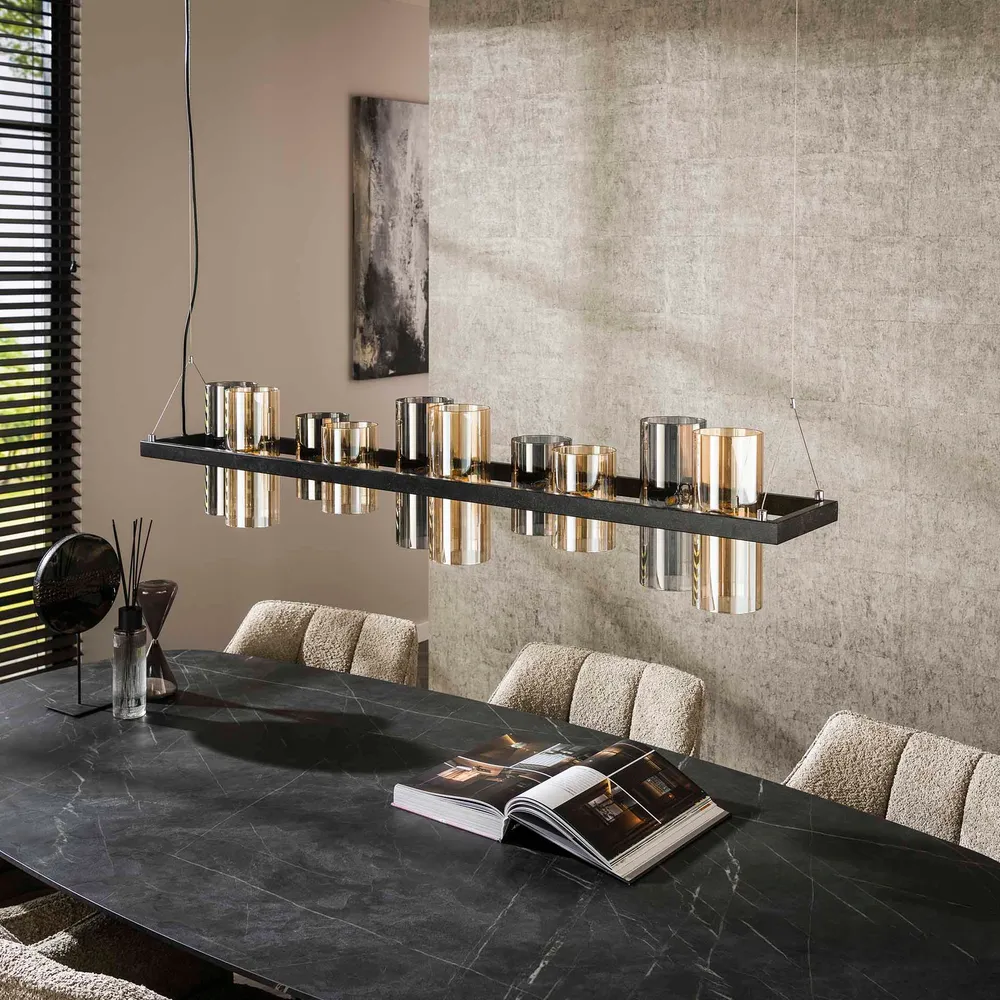 Hanglamp Silhouette - 10-lichts - Amber Mix - Glas Hanglampen