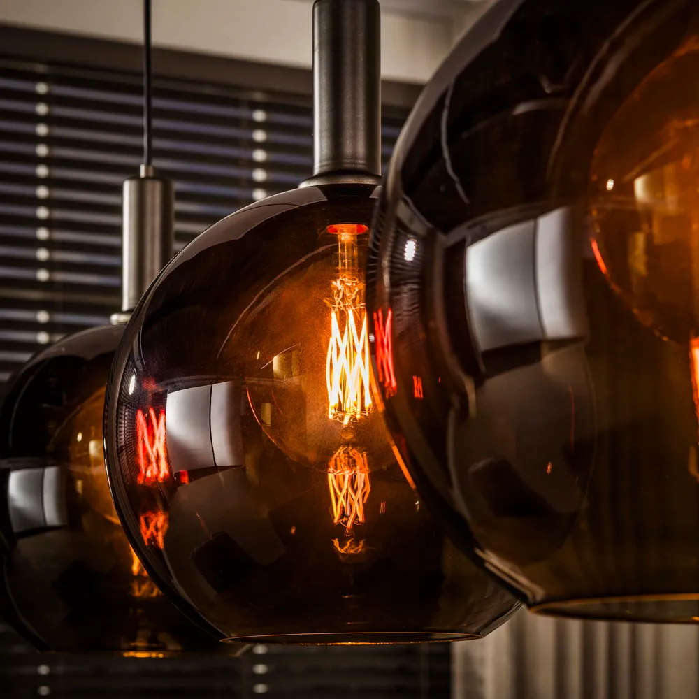 Hanglamp Sira - 3-lichts - Brons - Glazen Bollen Hanglampen