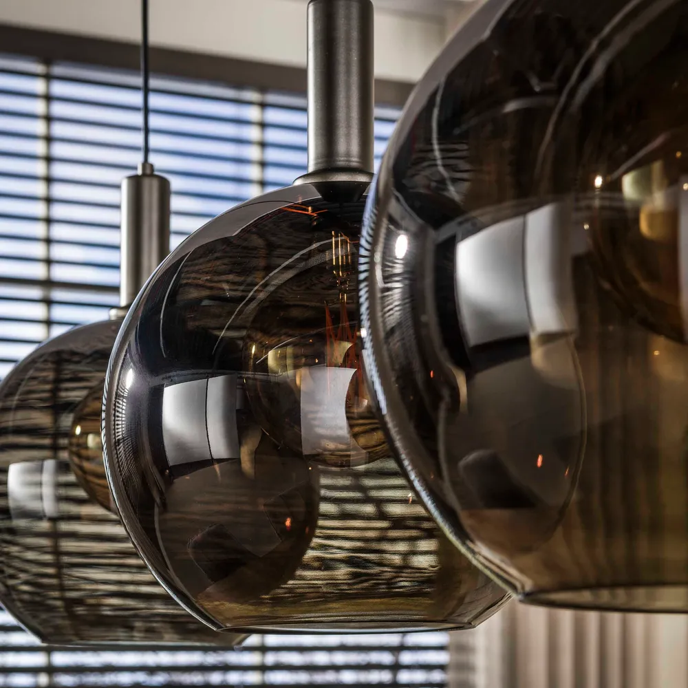 Hanglamp Sira - 3-lichts - Brons - Glazen Bollen Hanglampen
