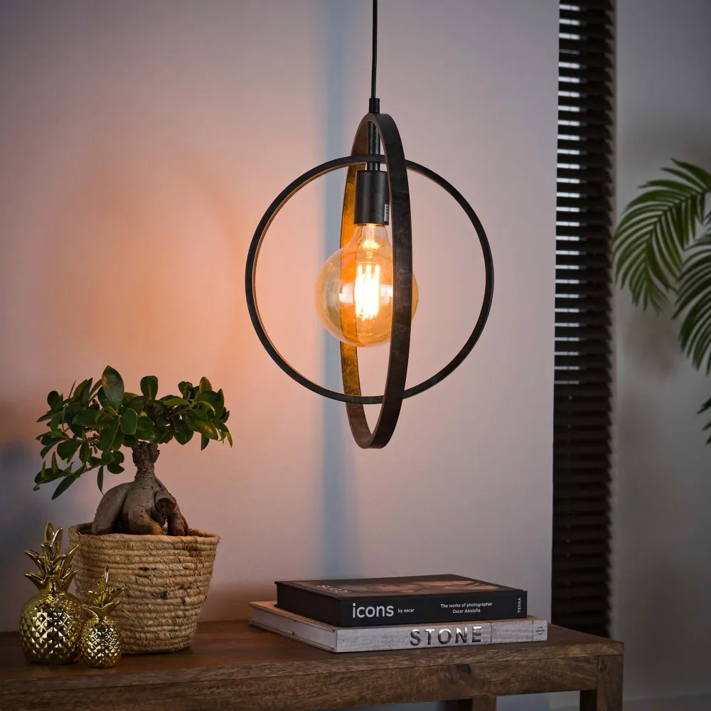 Hanglamp Sterre - 1-lichts - Antraciet - Metaal Hanglampen