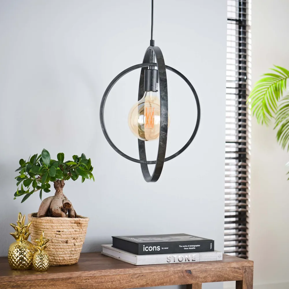 Hanglamp Sterre - 1-lichts - Antraciet - Metaal Hanglampen