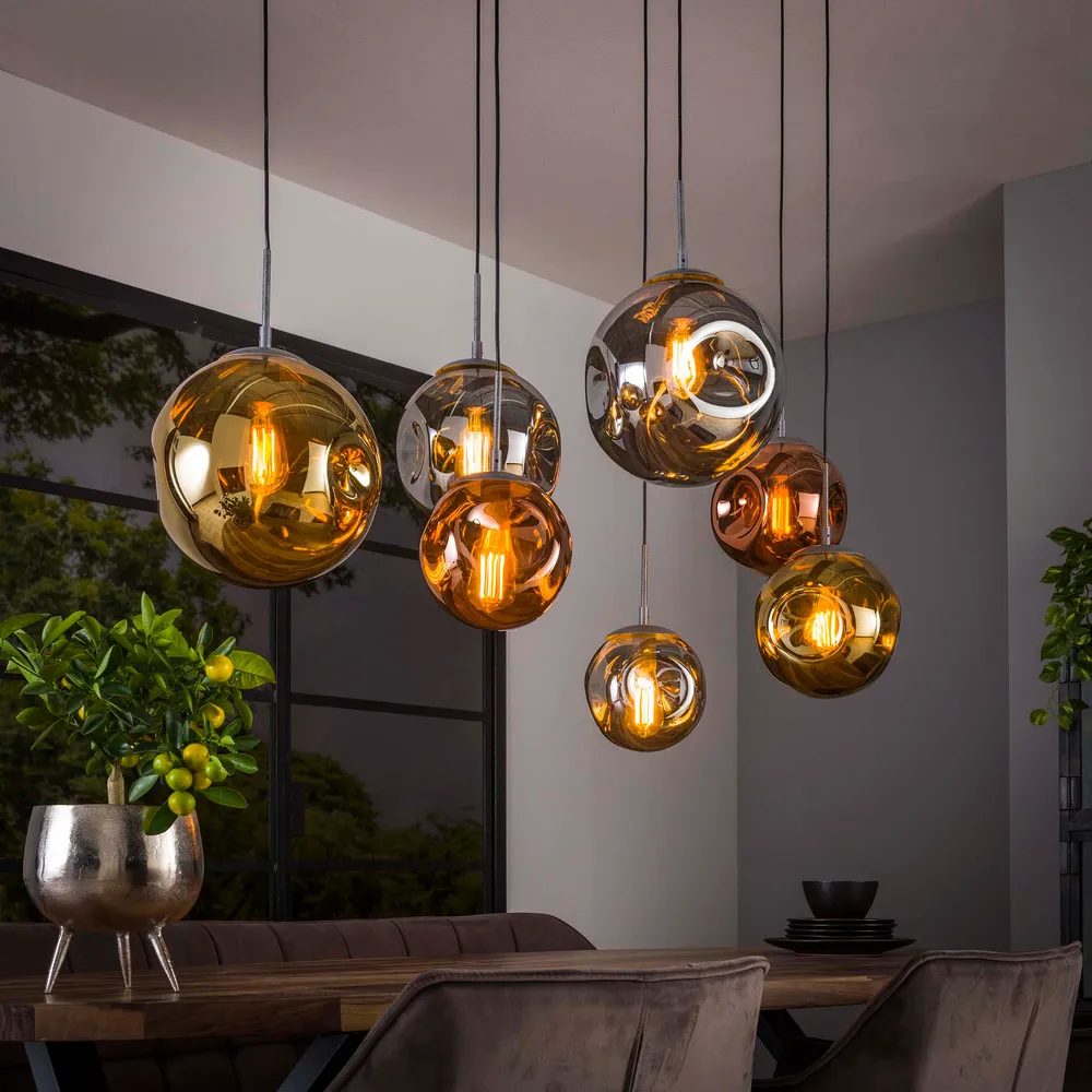 Hanglamp Verity - 7-lichts - Amber Mix - Glas Hanglampen