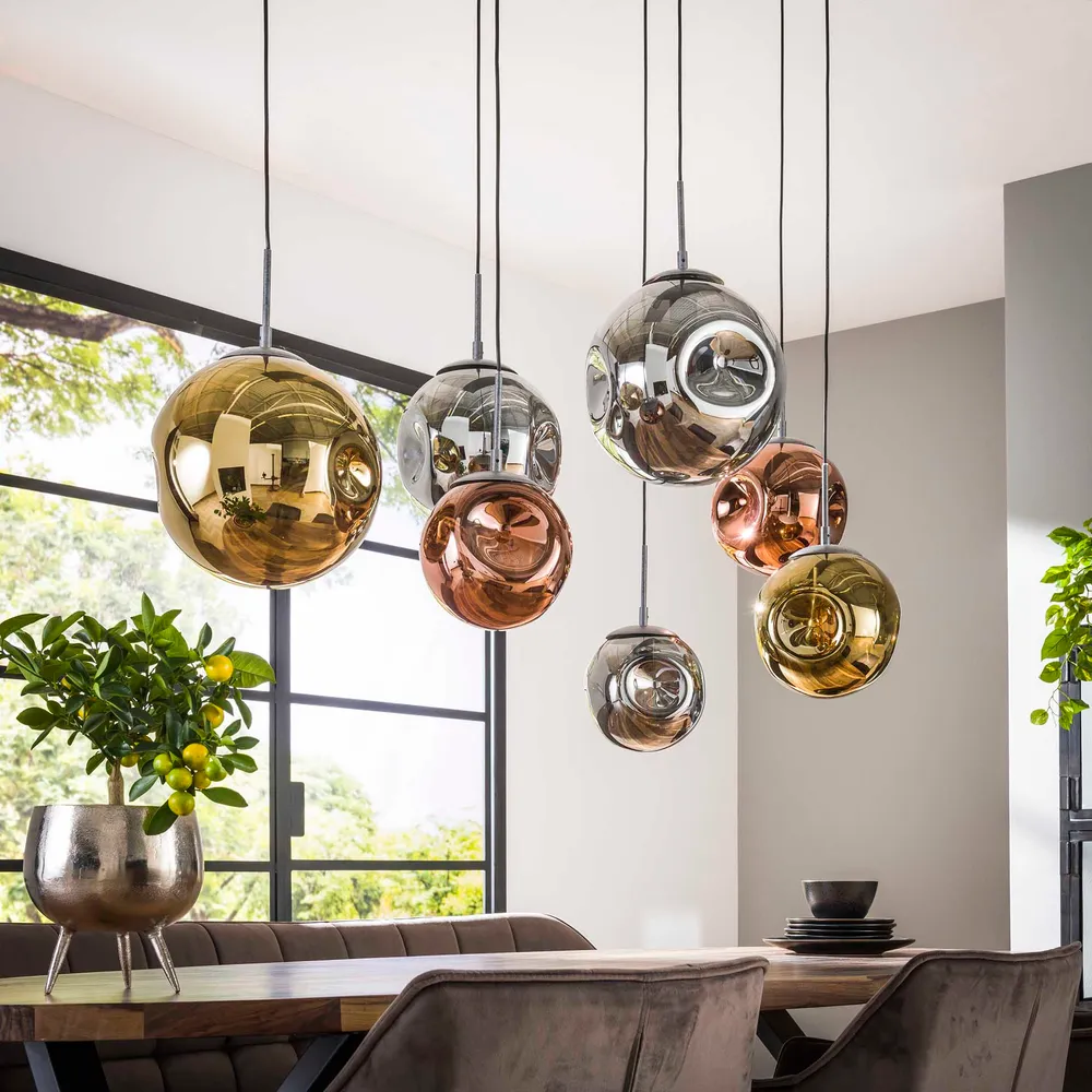 Hanglamp Verity - 7-lichts - Amber Mix - Glas Hanglampen