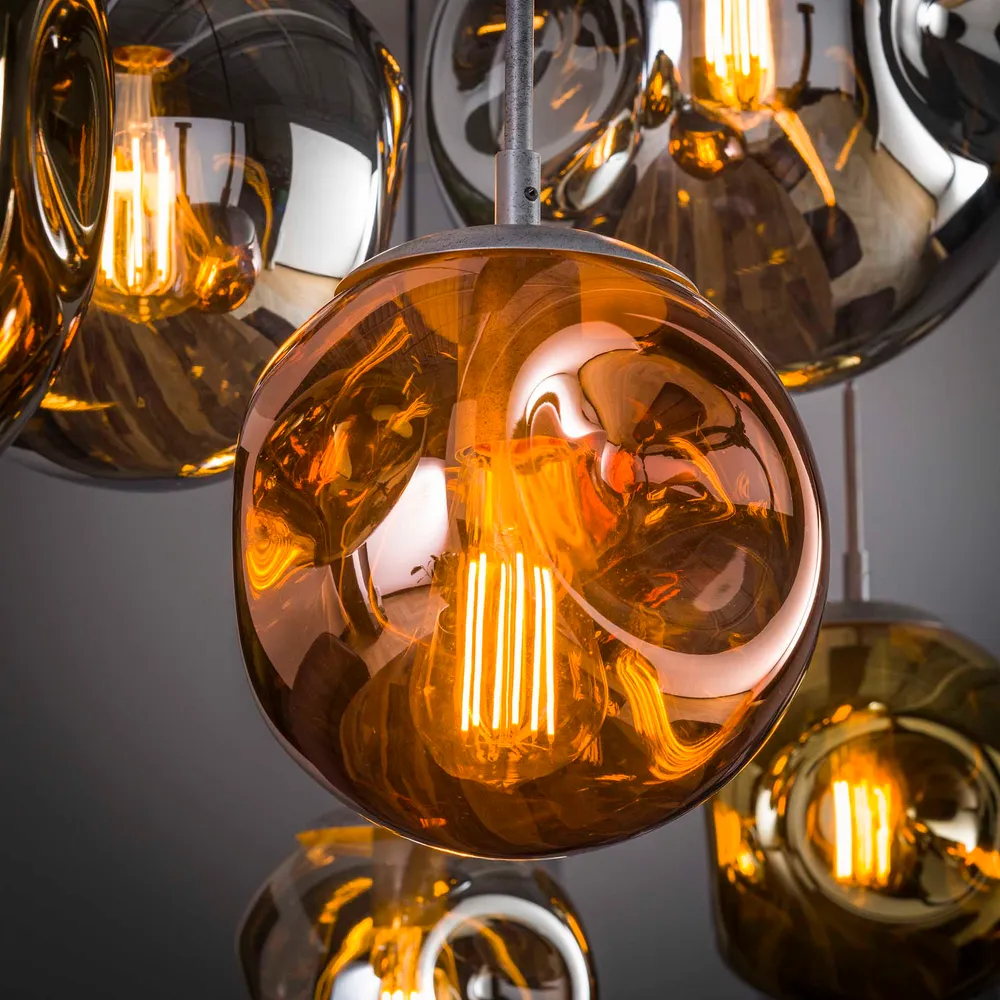 Hanglamp Verity - 7-lichts - Amber Mix - Glas Hanglampen