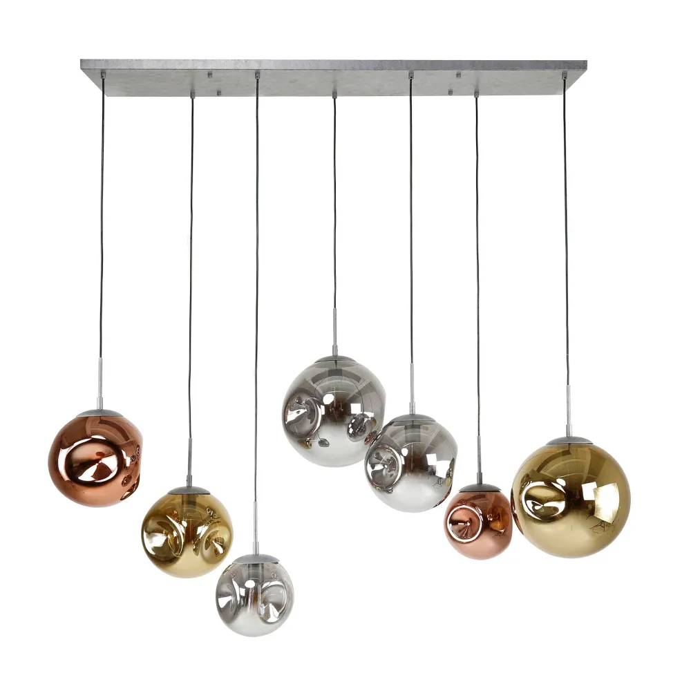 Hanglamp Verity - 7-lichts - Amber Mix - Glas Hanglampen