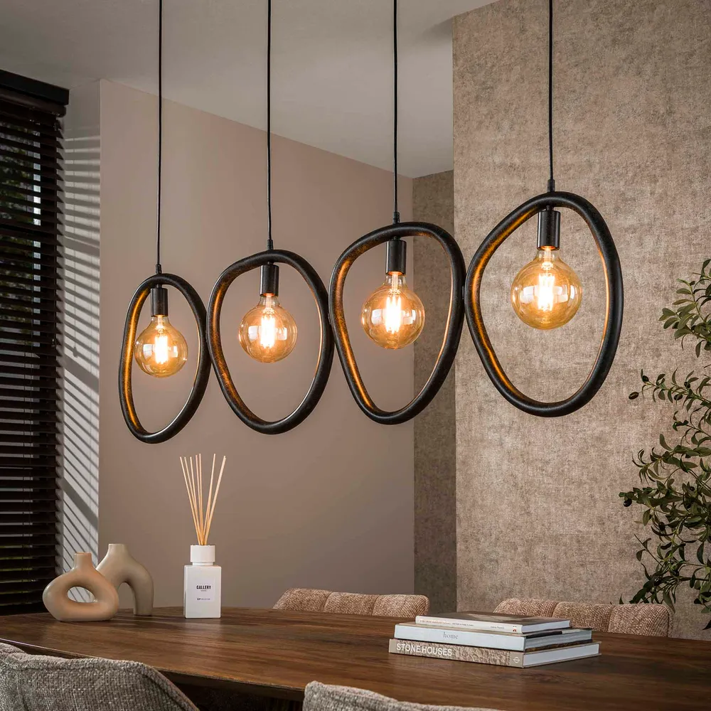 Hanglamp Winnie - 4-lichts - Antraciet - Metaal Hanglampen