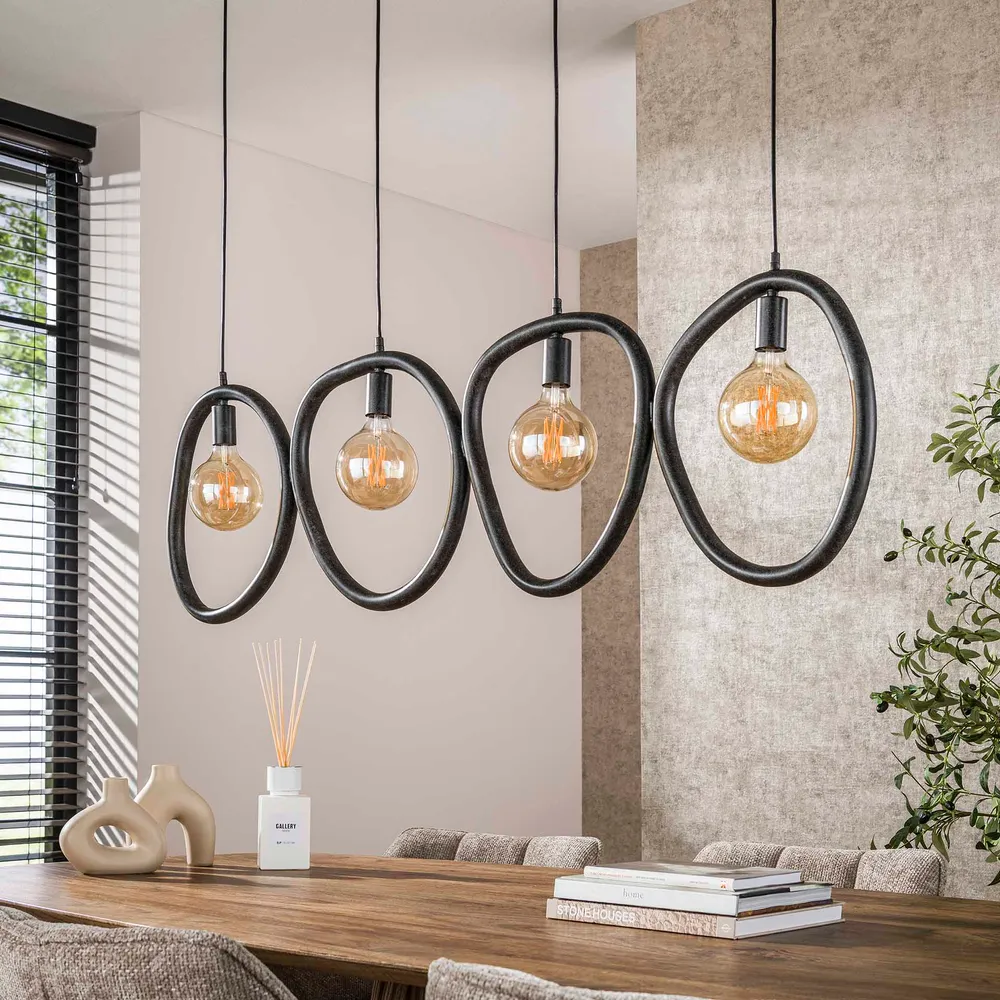 Hanglamp Winnie - 4-lichts - Antraciet - Metaal Hanglampen