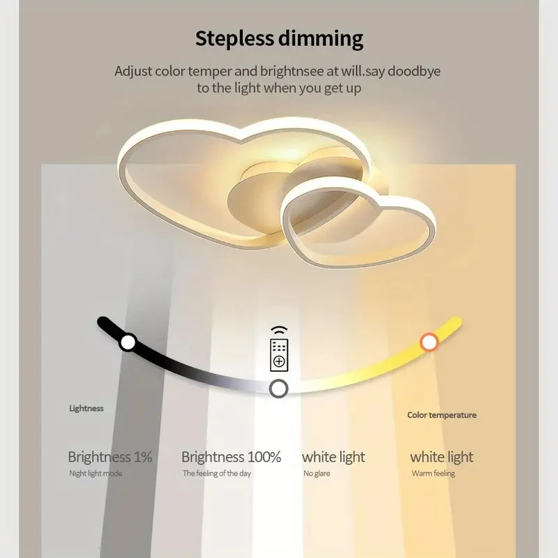 Harten Plafondlamp - Met Afstandsbediening - Wit - Dimbaar - Woonkamerlamp - Moderne lamp - Plafoniere