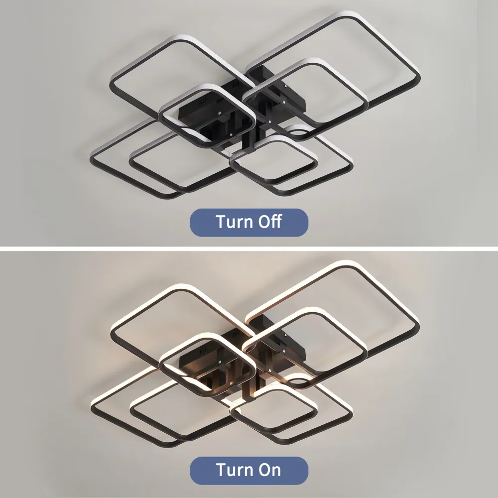 8 Head Plafondlamp - Met Afstandsbediening - LED Bluetooth - Smart Lamp - Zwart - Dimbaar Met App - Woonkamerlamp - Modern...