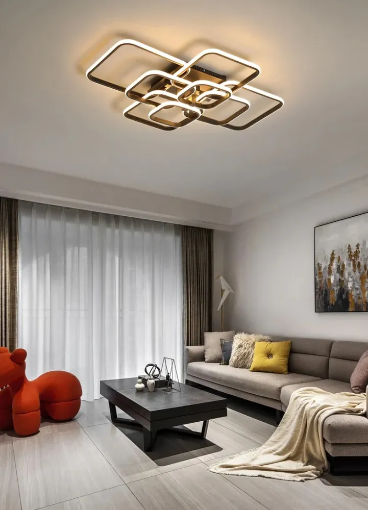 8 Head Plafondlamp - Met Afstandsbediening - LED Bluetooth - Smart Lamp - Zwart - Dimbaar Met App - Woonkamerlamp - Modern...