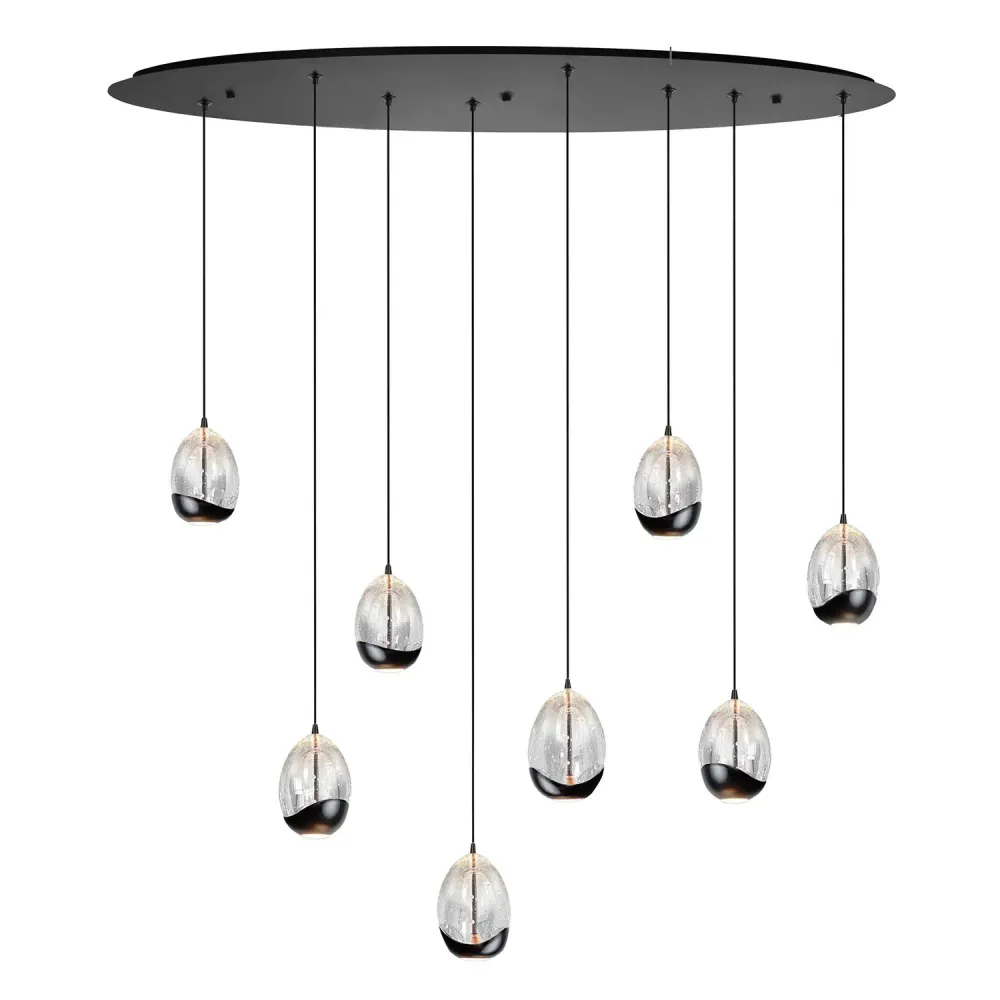 Highlight hanglamp Clear - 8 lichts - 100 x 155 cm - helder zwart