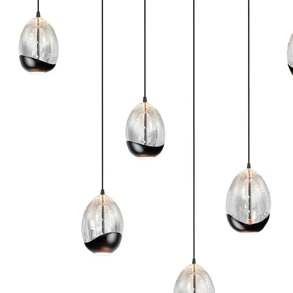 Highlight hanglamp Clear - 8 lichts - 100 x 155 cm - helder zwart