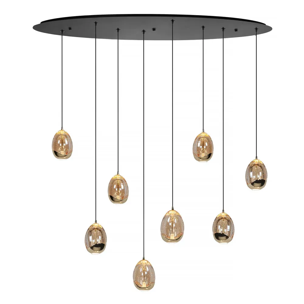 Highlight hanglamp Golden - 8 lichts - 100 x 155 cm - amber zwart