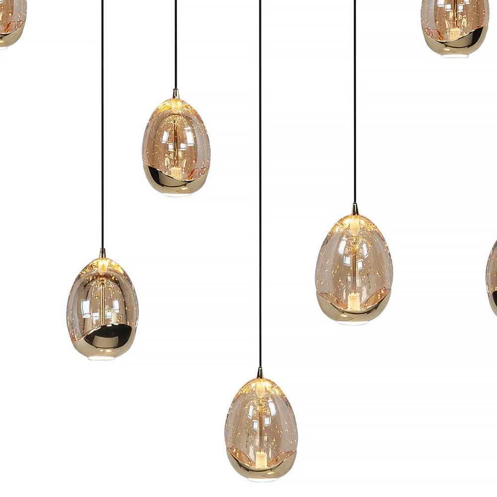 Highlight hanglamp Golden - 8 lichts - 100 x 155 cm - amber zwart