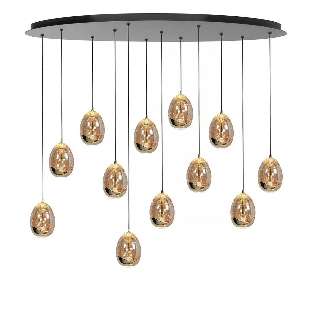 Highlight hanglamp Golden - 12 lichts - 140 x 155 cm - amber zwart