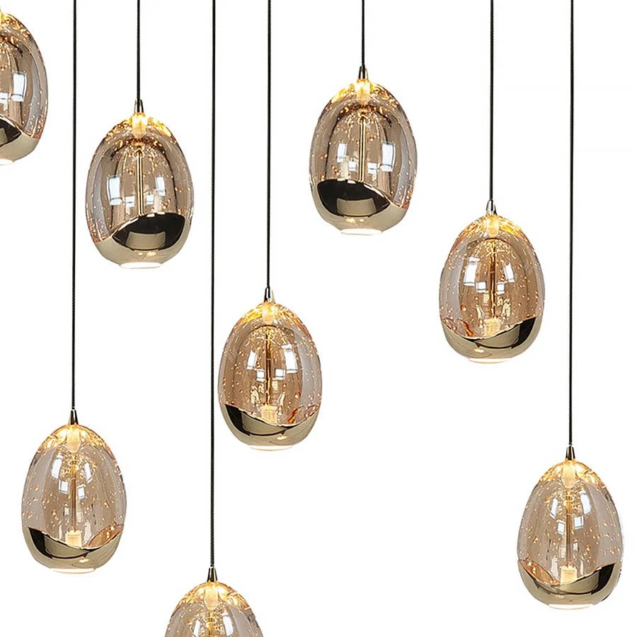 Highlight hanglamp Golden - 12 lichts - 140 x 155 cm - amber zwart