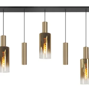 Highlight hanglamp Perugia - 5 lichts - 120 x 165 cm - zwart goud