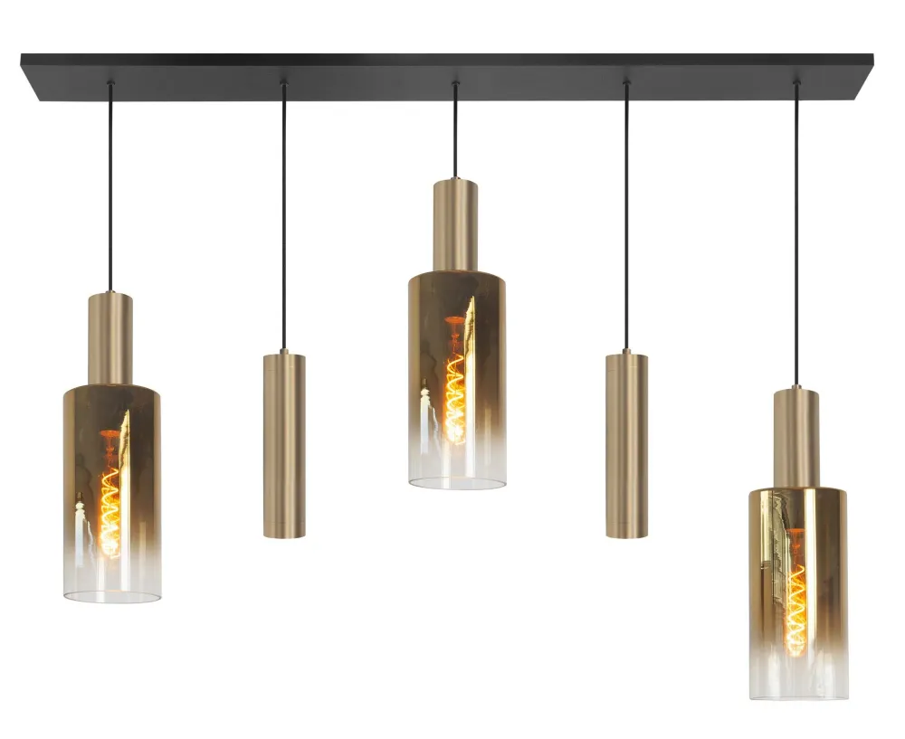 Highlight hanglamp Perugia - 5 lichts - 120 x 165 cm - zwart goud