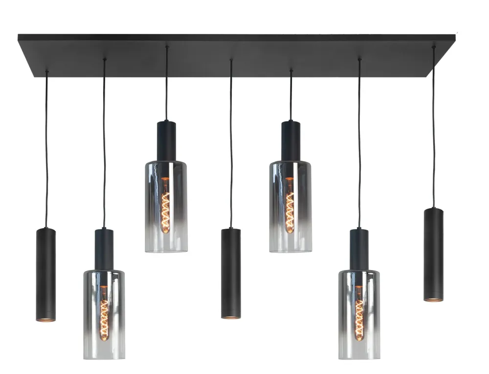 Highlight hanglamp Perugia - 7 lichts - 130 x 165 cm - zwart rook