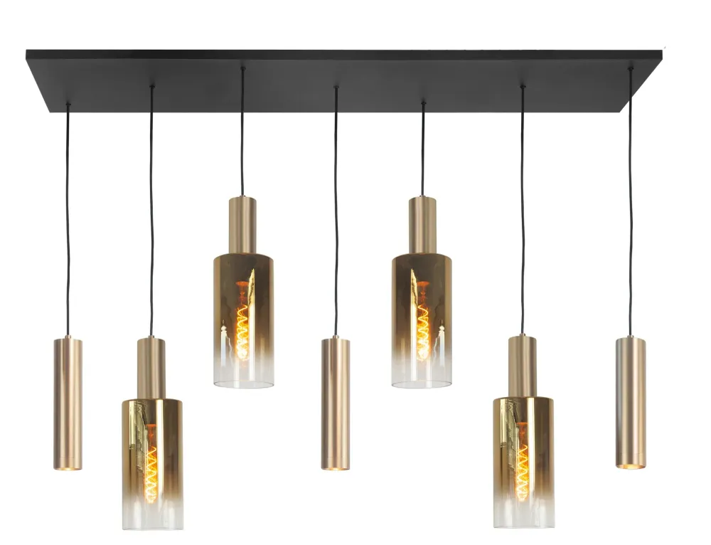 Highlight hanglamp Perugia - 7 lichts - 130 x 165 cm - zwart goud
