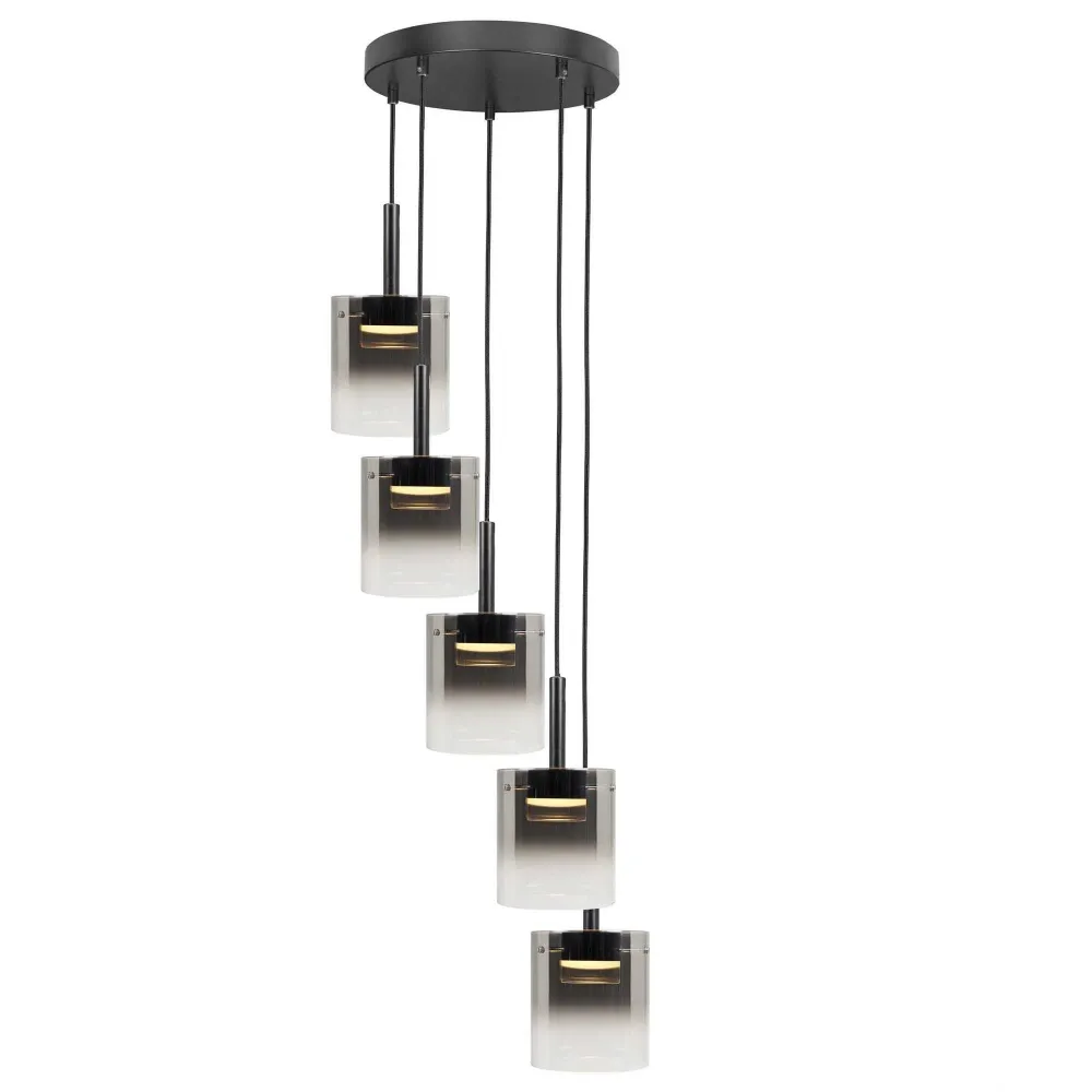Highlight hanglamp Salerno - 5 lichts - 45 x 180 cm - zwart