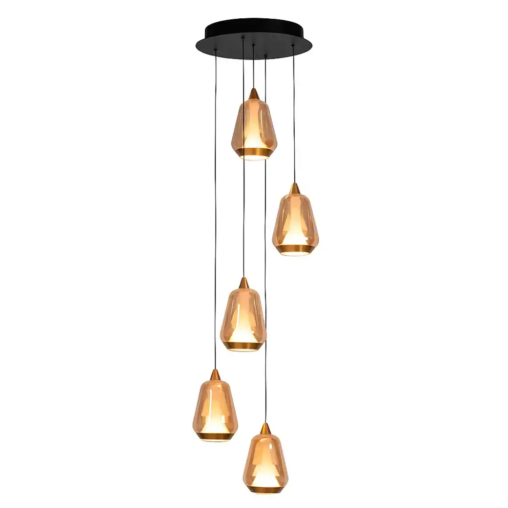 Highlight hanglamp Tromba - 5 lichts - 30 x 155 cm - amber zwart