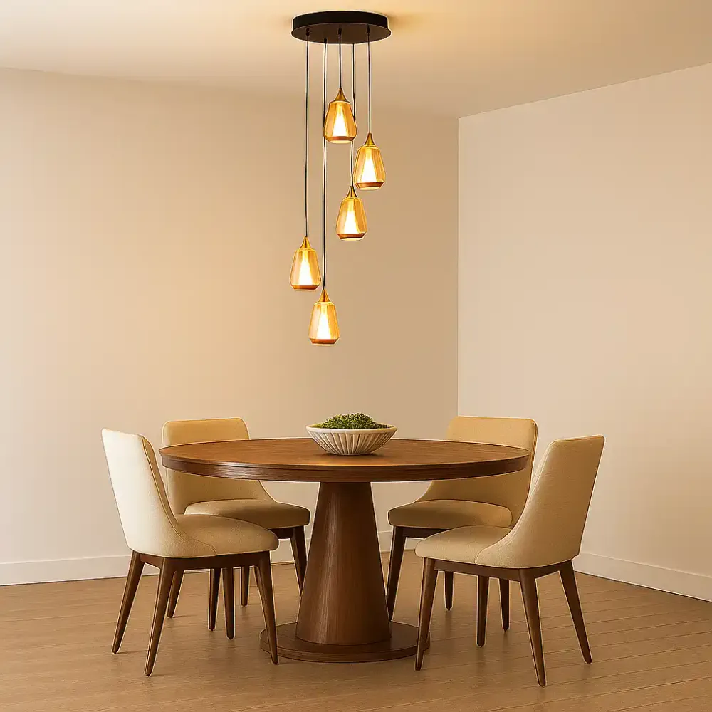 Highlight hanglamp Tromba - 5 lichts - 30 x 155 cm - amber zwart