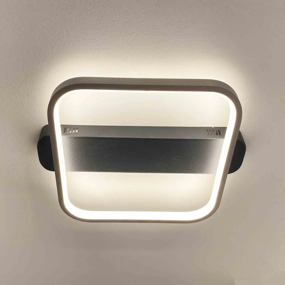 Highlight plafondlamp Ascona - 1 lichts - 46 x 6 cm - zwart - mat chroom