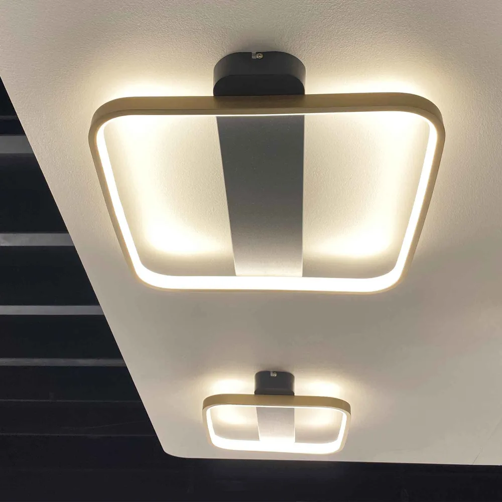 Highlight plafondlamp Ascona - 1 lichts - 36 x 6 cm - zwart - mat goud