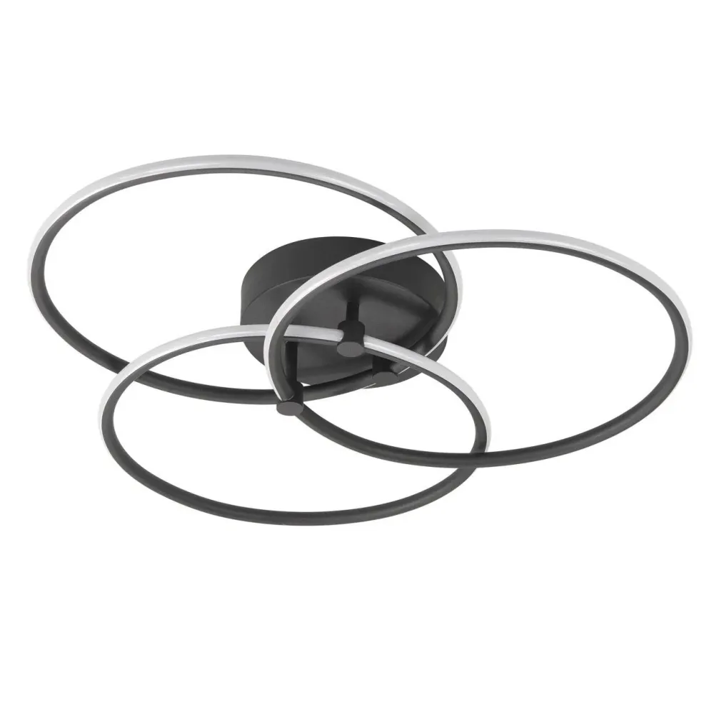 Highlight plafondlamp Circles - 1 lichts - 49 x 10 cm - zwart