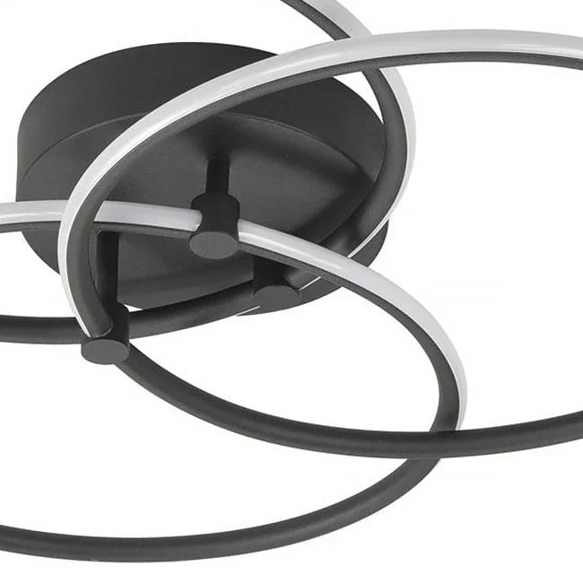 Highlight plafondlamp Circles - 1 lichts - 49 x 10 cm - zwart