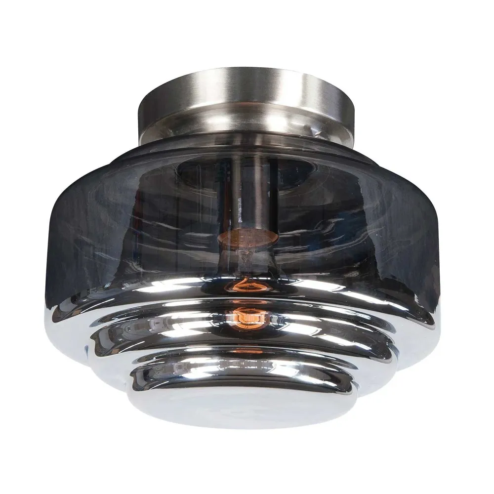 Highlight plafondlamp Deco - 1 lichts - 24 x 19.5 cm - mat chroom rook
