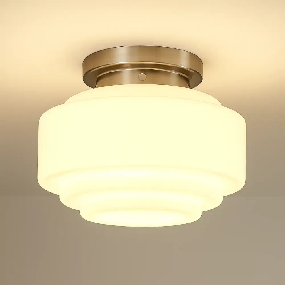 Highlight plafondlamp Deco - 1 lichts - 24 x 19.5 cm - mat chroom wit