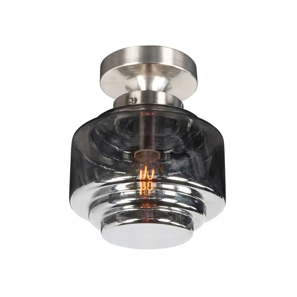 Highlight plafondlamp Deco - 1 lichts - 15 x 19 cm - mat chroom rook