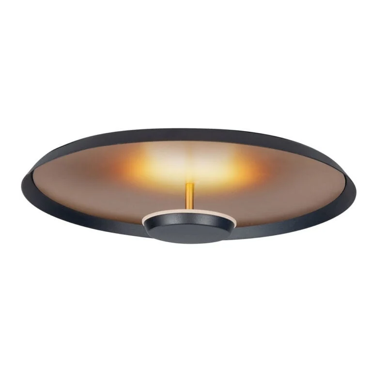 Highlight plafondlamp Oro - 1 lichts - 45 x 12 cm - zwart - mat goud