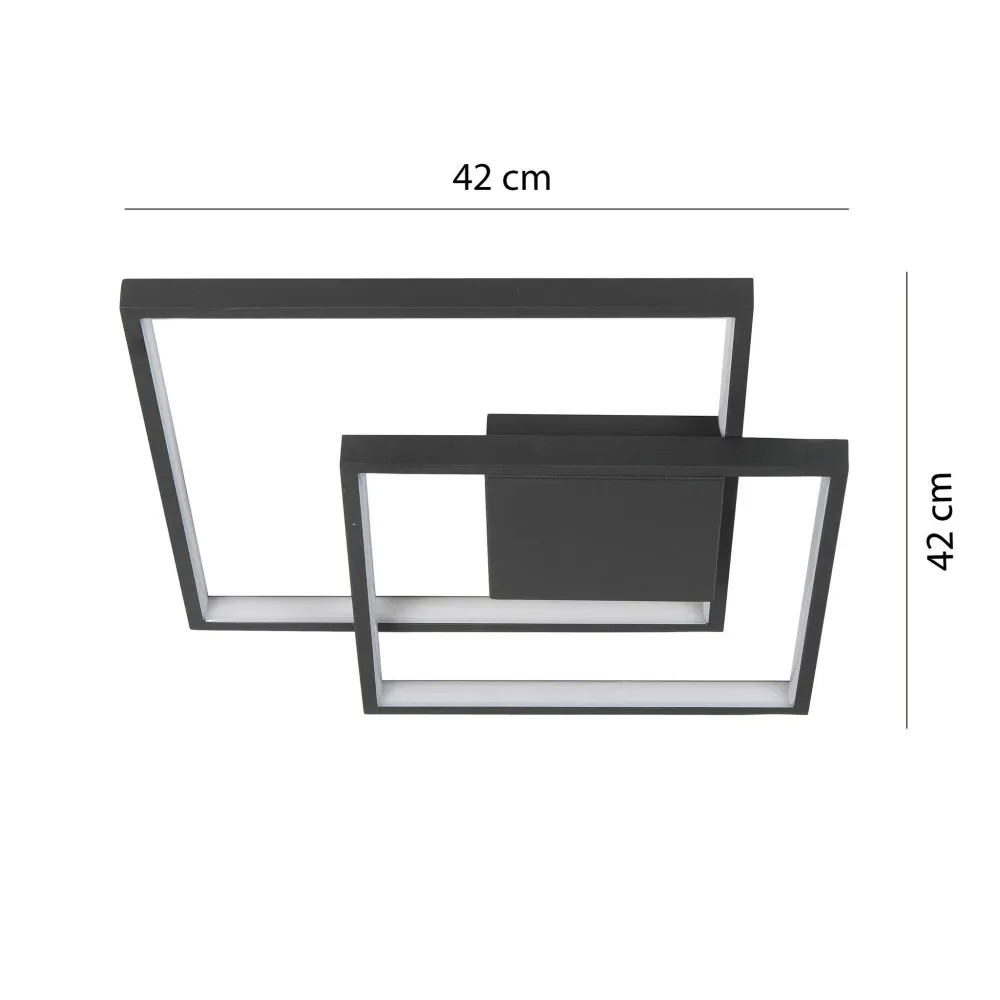 Highlight plafondlamp Piazza - 1 lichts - 42 x 6 cm - zwart